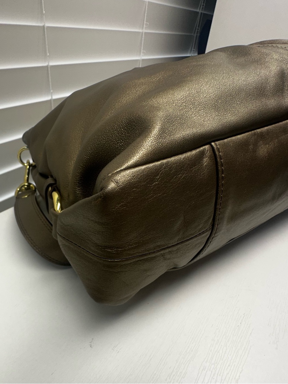 Coach Ashley Metallic Bronze Leather Carryall/ Satchel - Picture 8 of 14